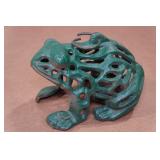 Vintage Cast Iron Turtle & Frog Candle Holders