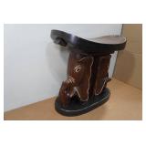 Carved Wood Elephant Stool