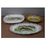 *3* Vintage Wildlife Serving Plates - Bonn Fransant, Germany Porcelain, Sterling China
