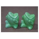 Vintage Green Fish Salt & Pepper Shaker Set