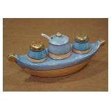 Vintage Iridescent Salt, Pepper & Sugar Caddy Set