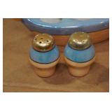 Vintage Iridescent Salt, Pepper & Sugar Caddy Set