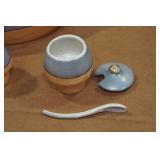 Vintage Iridescent Salt, Pepper & Sugar Caddy Set