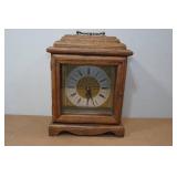 Vintage Solid Oak German Made Carriage Mantle Clock