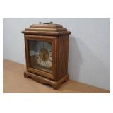 Vintage Solid Oak German Made Carriage Mantle Clock