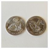 2 ONE OUNCE .999 SILVER BULLION  AMERICAN PROSPECTOR 1884 - TAX EXEMPT