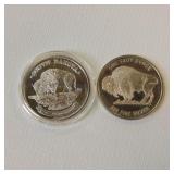 2 ONE OUNCE .999 SILVER BULLION  STATE OF SOUTH DAKOTA & INDIAN BUFFALO  TAX EXEMPT