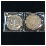 2 ONE OUNCE .999 SILVER BULLION - TAX EXEMPT  AMERICAN ARGENT MINT & #1