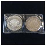 2 ONE OUNCE .999 SILVER BULLION - TAX EXEMPT  AMERICAN ARGENT MINT & #1