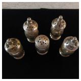 STERLING SILVER SALT AND PEPPER SHAKER COLLECTION  - 5 TOTAL  40 GRAMS STERLING SILVER