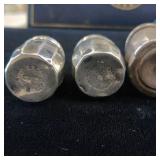 STERLING SILVER SALT AND PEPPER SHAKER COLLECTION  - 5 TOTAL  24 GRAMS STERLING SILVER TOTAL WEIGHT