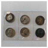 6 TOTAL 1964 OR BEFORE SILVER QUARTERS