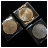 COLLECTIOIN OF PEACE DOLLARS IN VERY NICE SHAPE  3 TOTAL  ALL OF THEM WERE STRUCK IN 1923