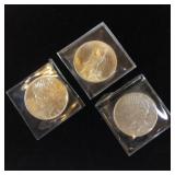 COLLECTIOIN OF PEACE DOLLARS IN VERY NICE SHAPE  3 TOTAL  ALL OF THEM WERE STRUCK IN 1923