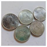 ELIZABETH II DEI GRATIA REGINA  CANADA SILVER DOLLARS  - 5 TOTAL PIECES