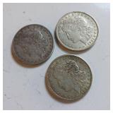 MORGAN SILVER DOLLARS  COLLECTION OF 3 VARIOUS YEARS  1882 & 2 @ 1921