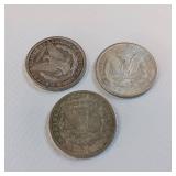 MORGAN SILVER DOLLARS  COLLECTION OF 3 COINS