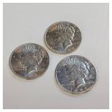 3 SILVER PEACE DOLLARS ** 2 FROM 1922 AND ONE 1923