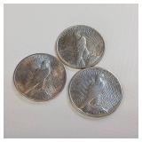 3 SILVER PEACE DOLLARS ** 2 FROM 1922 AND ONE 1923