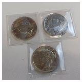 3 SILVER PEACE DOLLARS ** 2 FROM 1922 AND ONE 1923