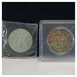 2 KENNEDY HALF DOLLARS  ONE FROM 1964, THE OTHER FROM 1965