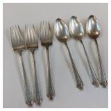 (169 grams total weight) STERLING SILVE FLATWARE SET  3 SOLID SPOONS  3 SOLID SILVER FORKS