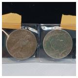TWO U.S. SILVER PEACE DOLLARS :: 1924 & 1935