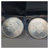 TAX EXEMPT :: .999% 5 DOLLAR CANADIAN COINS (2 OF THEM) IN EXCELLENT CONDITION