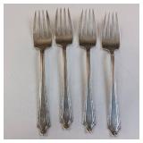 COLLECTION OF 4 SOLID STERLING FORKS  100% STERLING SILVER (NOT STAINLESS)  127.25 GRAMS TOTAL WEIGHT