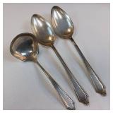 COLLECTION OF 3 SOLID STERLING SPOONS  100% STERLING SILVER (NOT STAINLESS)  165 GRAMS TOTAL WEIGHT