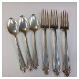 FLATWARE COLLECTION OF 6 TOTAL SOLID STERLING SPOONS & FORKS  100% STERLING SILVER (NOT STAINLESS)  201.5 GRAMS TOTAL WEIGHT