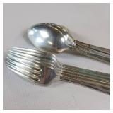 10 PIECE COLLECTION OF MISC. SOLID STERLING SILVER FLATWARE :: 5 SPOONS AND 5 FORKS  :: TOTAL WEIGHT OF 482.1 GRAMS