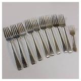 10 PIECE COLLECTION OF SOLID STERLING SILVER FLATWARE :: 10 FORKS  :: TOTAL WEIGHT OF 368.6 GRAMS