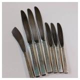 7 PIECE COLLECTION OF STERLING SILVER KNIVES:: BLADES ARE STAINLESS SILVER  :: HANDLES HAVE APPROX 1OZ SILVER IN EACH :: TOTAL WEIGHT OF 350 GRAMS