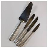4 PIECE COLLECTION OF STERLING SILVER FLATWARE:: BLADES ARE STAINLESS SILVER  :: HANDLES HAVE APPROX 1OZ SILVER IN EACH :: TOTAL WEIGHT OF 296 GRAMS