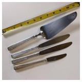 4 PIECE COLLECTION OF STERLING SILVER FLATWARE:: BLADES ARE STAINLESS SILVER  :: HANDLES HAVE APPROX 1OZ SILVER IN EACH :: TOTAL WEIGHT OF 296 GRAMS