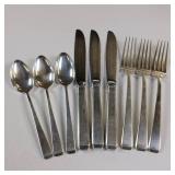 9 PIECE SET OF STERLING SILVER FLATWARE :: 3 SPOONS :: 3 FORKS  :: 3 KNIVES TOTAL WEIGHT OF 428.5 GRAMS