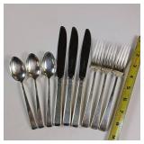 9 PIECE SET OF STERLING SILVER FLATWARE :: 3 SPOONS :: 3 FORKS  :: 3 KNIVES TOTAL WEIGHT OF 428.5 GRAMS