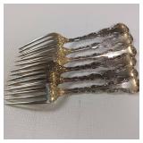 10 PIECE COLLECTION OF SOLID STERLING SILVER ORNATE FLATWARE :: 7 FORKS  :: TOTAL WEIGHT OF 281 GRAMS