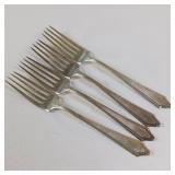 4 PIECE COLLECTION OF SOLID STERLING SILVER FORKS  :: TOTAL WEIGHT OF 162.7 GRAMS