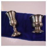 100% STERLING SILVER CHALICES :: ORNATE DESIGN :: TALLER ONE IS 4 X 2, THE OTHER IS 3 X 2.5 :: COMBINE WEIGHT OF BOTH IS GRAMS 80.5 GRAMS