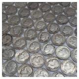 10 DOLLARS FACE  PRE-1965 SILVER DIMES  YEARS AS SEEN ON IMAGE  MIX CANADIAN  ROOSEVELT  MERCURY (MOSTLY ROOSEVELT) = 100 DIMES