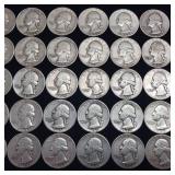 10 DOLLARS FACE  PRE-1965 WASHINGTON QUARTERS MIX  YEARS AS SEEN ON IMAGE  = 40 QUARTERS TOTAL
