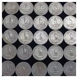 10 DOLLARS FACE  PRE-1965 WASHINGTON QUARTERS MIX  YEARS AS SEEN ON IMAGE  = 40 QUARTERS TOTAL