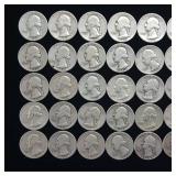 10 DOLLARS FACE  PRE-1965 WASHINGTON QUARTERS MIX  YEARS AS SEEN ON IMAGE  = 40 QUARTERS TOTAL