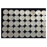 10 DOLLARS FACE  PRE-1965 WASHINGTON QUARTERS MIX  YEARS AS SEEN ON IMAGE  = 40 QUARTERS TOTAL