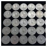 10 DOLLARS FACE  PRE-1965 WASHINGTON QUARTERS MIX  YEARS AS SEEN ON IMAGE  = 40 QUARTERS TOTAL