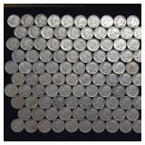 10 DOLLARS FACE  PRE-1965 SILVER DIMES  YEARS AS SEEN ON IMAGE  MIX (MOSTLY ROOSEVELT) = 100 DIMES TOTAL