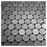 10 DOLLARS FACE  PRE-1965 SILVER DIMES  YEARS AS SEEN ON IMAGE  MIX (MOSTLY ROOSEVELT) = 100 DIMES TOTAL