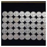 10 DOLLARS FACE  PRE-1965 WASHINGTON QUARTERS MIX  YEARS AS SEEN ON IMAGE  = 40 QUARTERS TOTAL